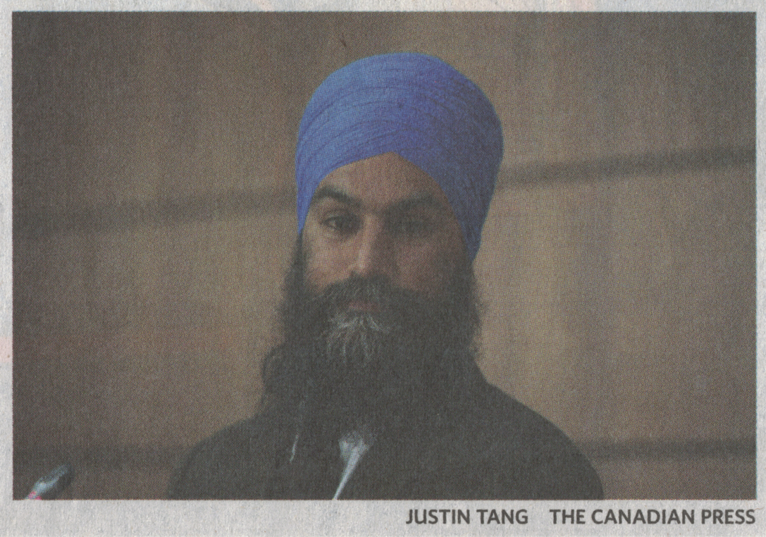 Photo of NDP Leader with hard to distinguish face